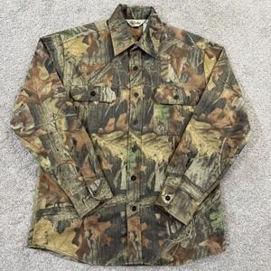 Walls‎ Brand Button Up Camouflage Shirt M Advantage Pattern Woodland Hunting VTG